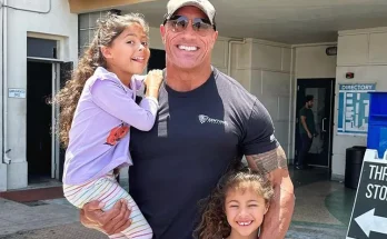 Dwayne Johnson with his daughters Jasmine and Tiana . Photo: Dwayne Johnson/Instagram