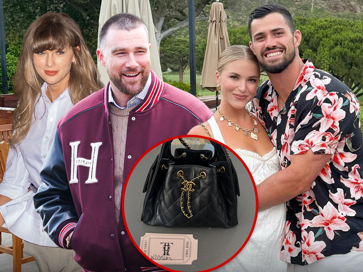 Travis Kelce’s Teammate’s Wife Wins $6,700 Chanel Bag Raffle At Taylor Swift Wedding
