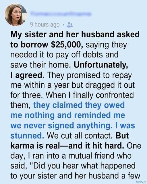 My sister and her husband vanished after borrowing a fortune — karma caught up