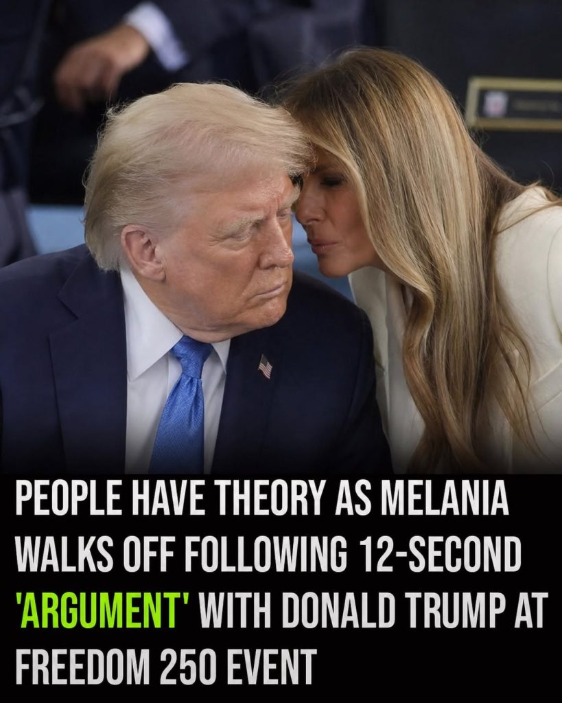 People have theory as Melania walks off following 12-second ‘argument’ with Donald Trump at Freedom 250 event