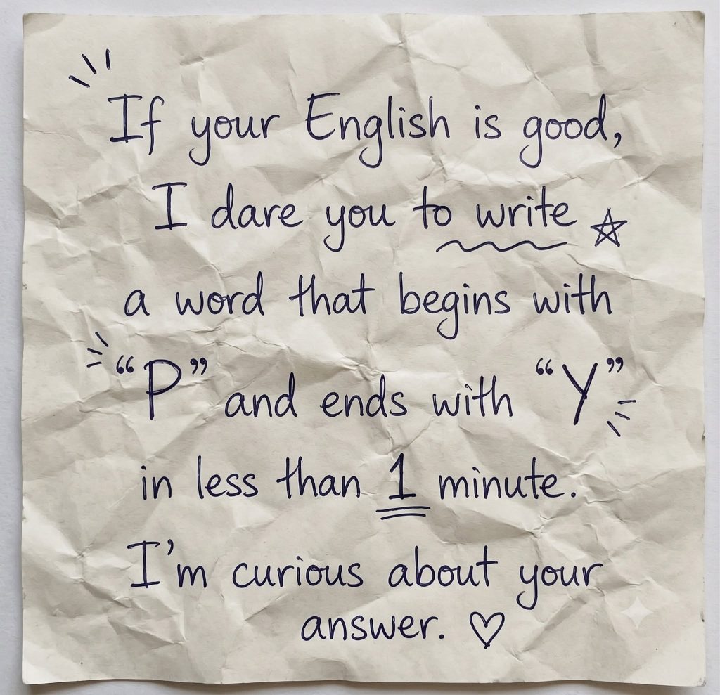 The ultimate English vocabulary speed-run: can you spawn a word starting with “P” and ending with “Y” before the 60-second ti