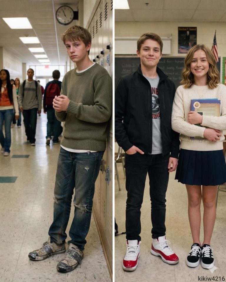 The Unexpected Reunion: Sixteen Year Old Emma’s Act of Kindness Buying Sneakers for Poor Classmate Caleb with Her Saved Money Brings Her Presumed Dead Father Back to the School Where He Awaits Her Mother Shocking Everyone and Leading to an Emotional Family Healing That Shows the Power of Compassion and Belief in Goodness Even After Loss