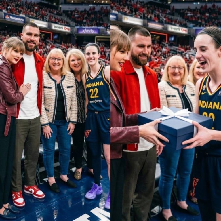 Taylor Swift, Travis Kelce, Andrea Swift and Donna Kelce Steal the Spotlight in New Photo as They Pose With Caitlin Clark Before the WNBA Playoffs Fever vs. Aces Game, but Fans Can’t Stop Talking About the Sweet Gift Taylor Gave Caitlin to Cheer Her on to Victory….